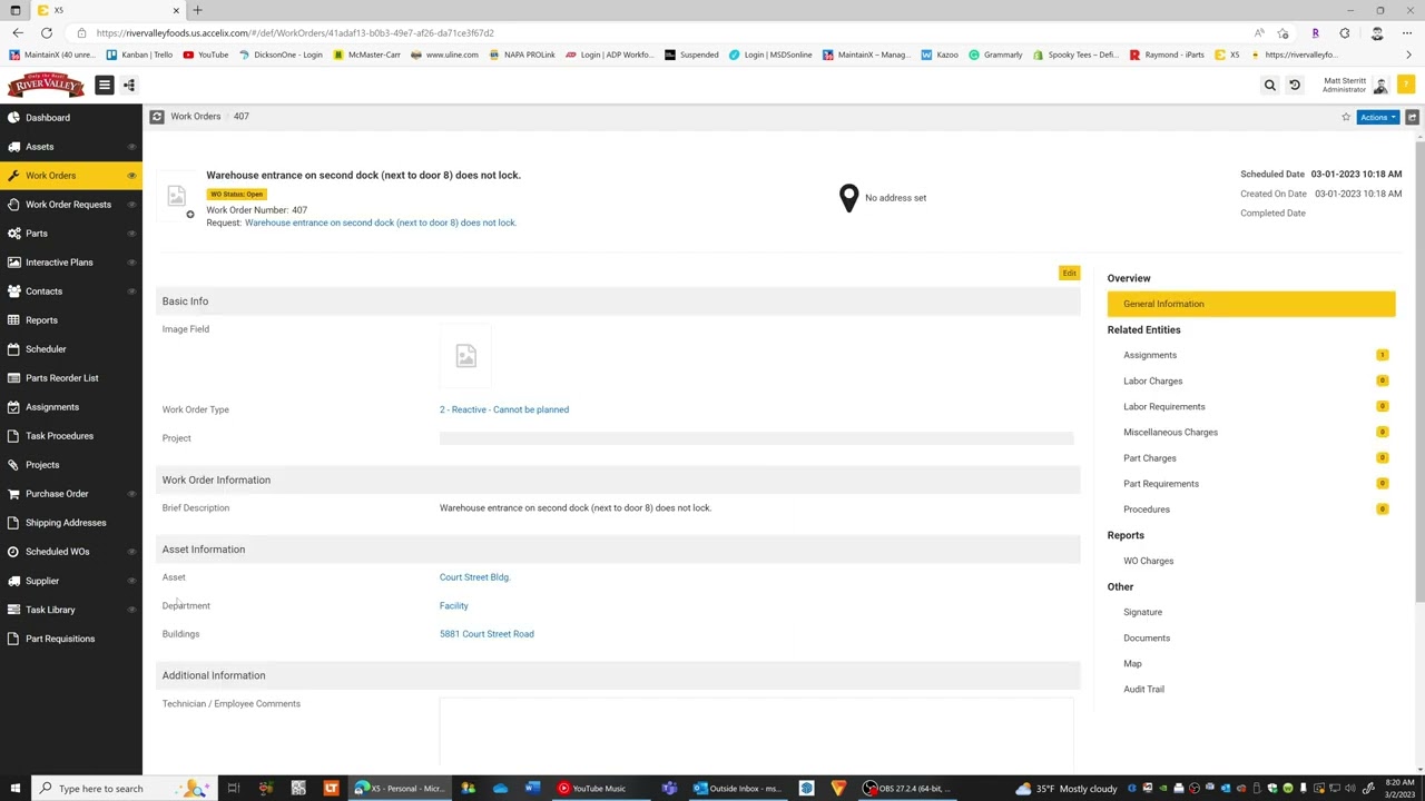 emaint X5 Work order assignment issue