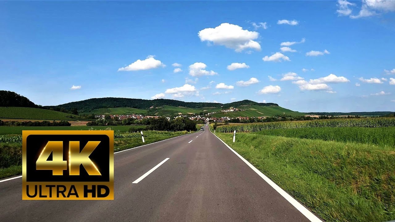 Driving in Germany, Hohenhaslach and Freudental, 4K