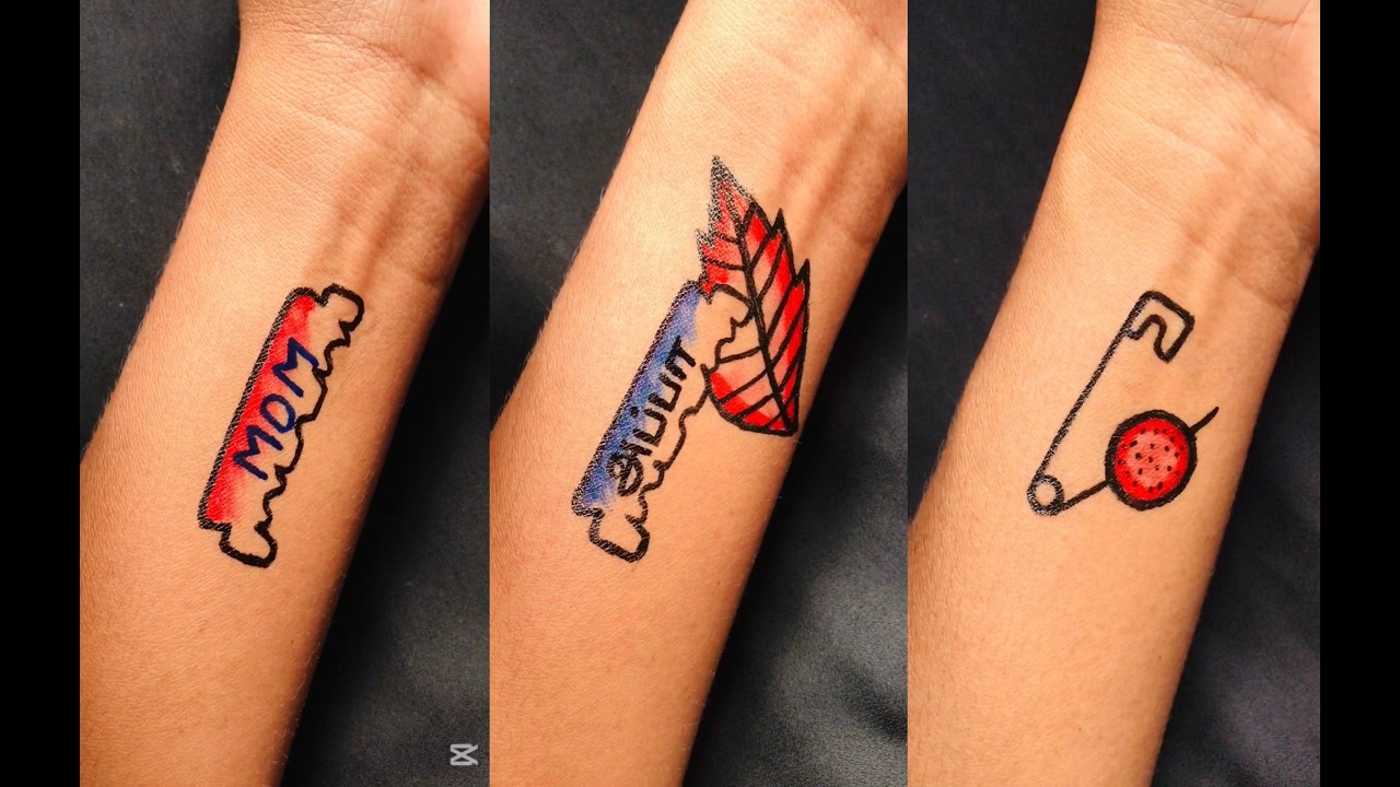 New line tattoo//simple and easy mom tattoo 😍