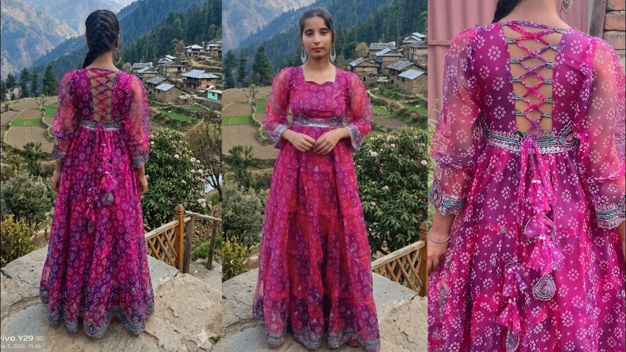 Viral back Neck dori design & 5 panel anarkali cutting and stitching #fashionbynandani 