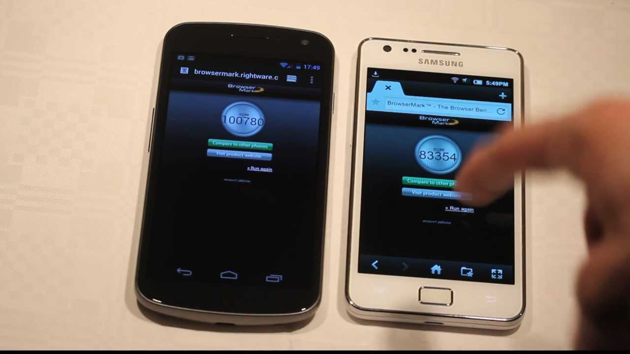 Samsung Galaxy Nexus vs. Samsung Galaxy S2 Browser Benchmark! (BrowserMark) (HD) Part 2