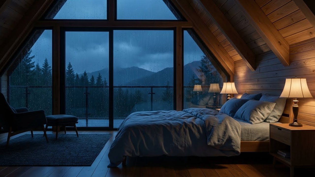 Anxiety Relief: Rain piano for sleep, rainy mountain retreat, peaceful dreams 😴