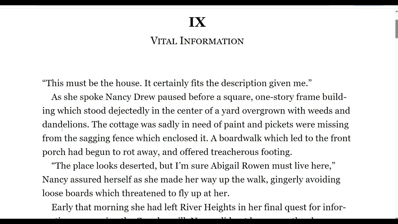 IX Vital Information - The Secret of the Old Clock - Nancy Drew