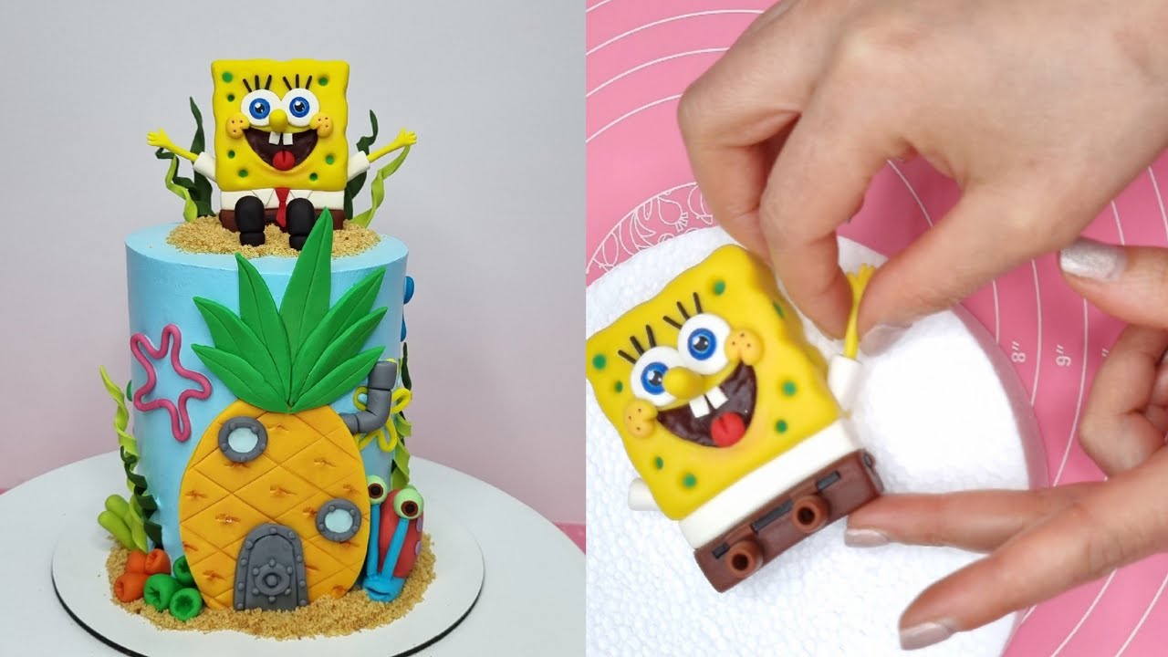 SpongeBob Fondant cake topper tutorial: I'm sure kids will love this mini cake