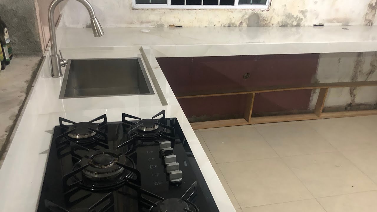 How to make your kitchen countertop with porcelain tile. Step by step. Make by yourself.