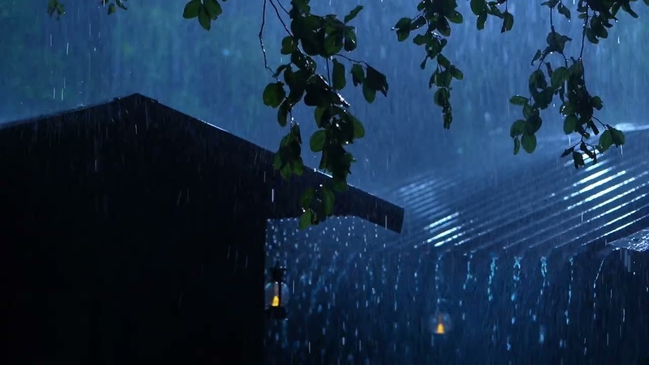 1 Hours Heavy Rain Sounds on Roof for Instant Deep Sleep