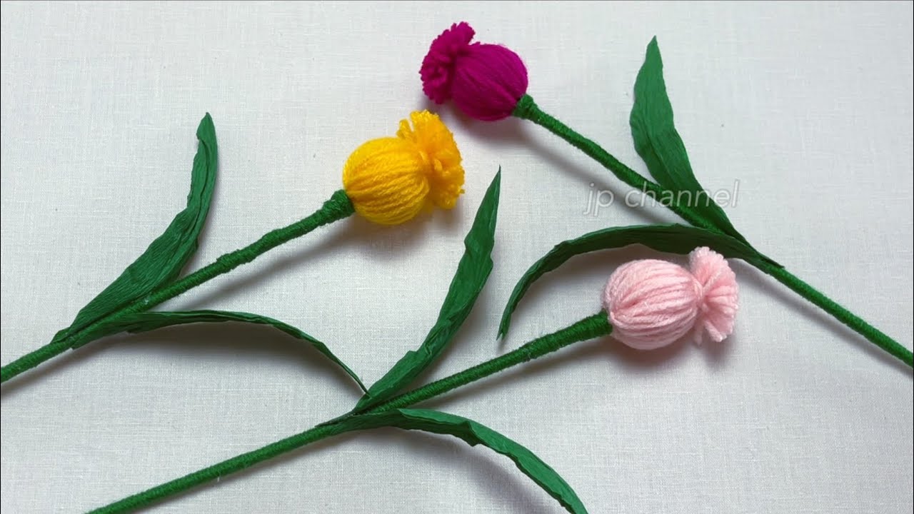 Easy idea making woolen flower