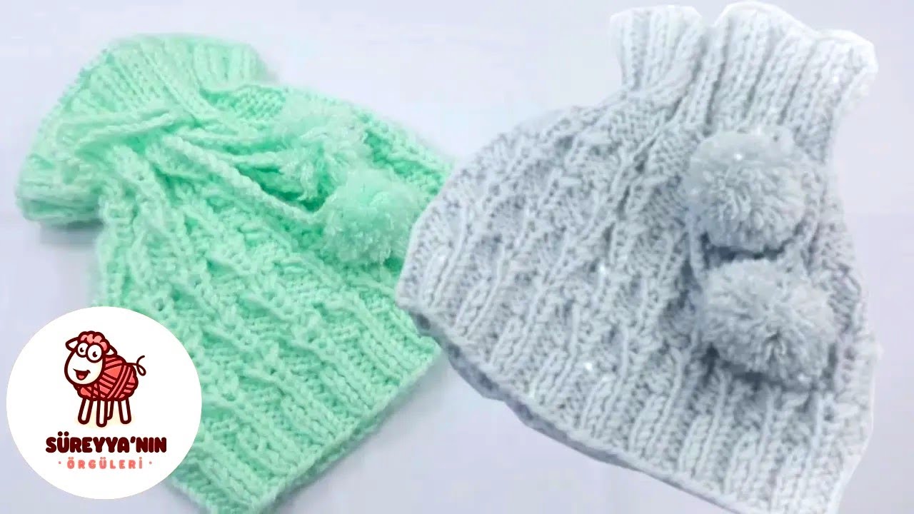 Ponponlu Sıcacık Çocuk Beresi ❄️🌰/ İki Şiş Kolay Örgü Çocuk Beresi Yapımı/Easy Child Beanie Knitting