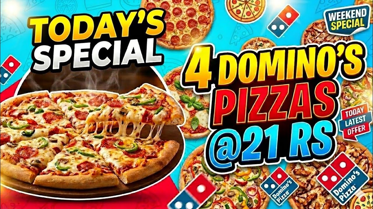 4 DOMINOS PIZZA in ₹21 मे😋|dominos coupon code today|Domino's Pizza offer|dominos pizza offers today