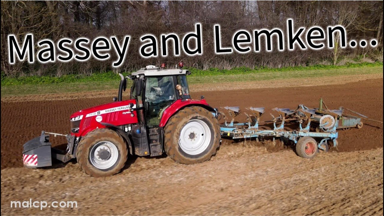 4Kᵁᴴᴰ Massey Ferguson 7719 S Dyna VT with a Lemken 5 furrow plough ploughing in Knodishall, Suffolk