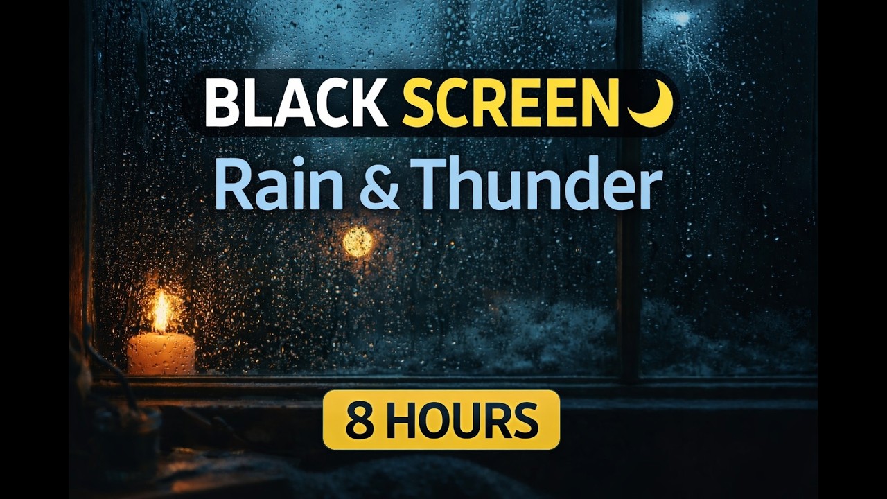 Black Screen Rain & Gentle Thunder 🌙 8 Hours for Deep Sleep, Insomnia & Relaxation