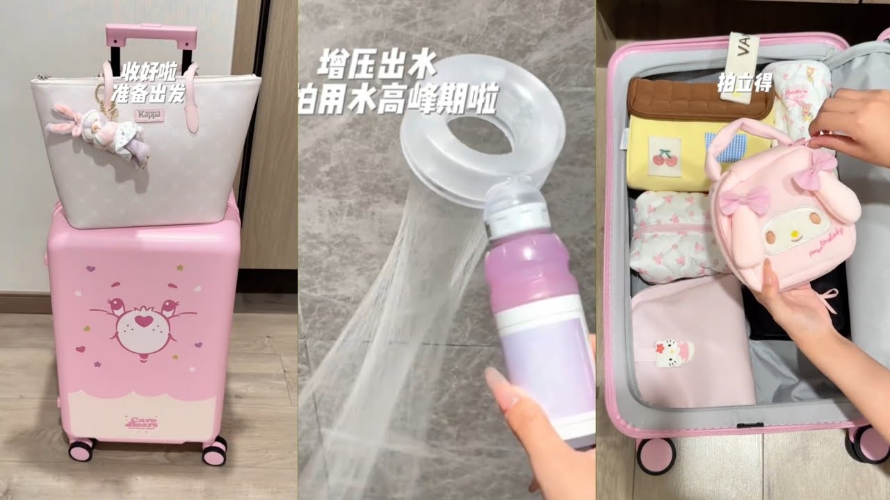 room cleaning| Pink Travel Luggage Packing 💕 | Household Items Restocking & Aesthetic Reset ✨