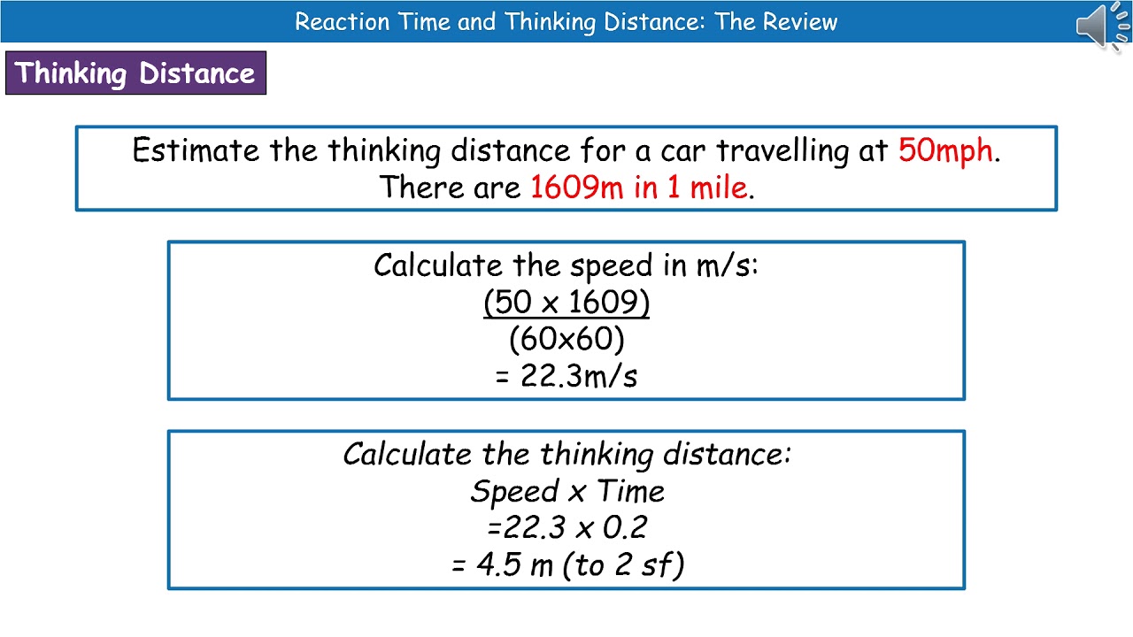 OCR Gateway A (9-1) P8.1.2 - Thinking Distance and Reaction Time