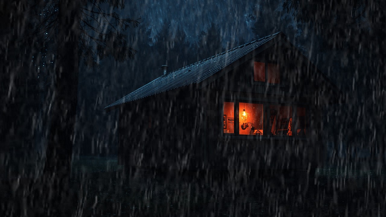 Heavy Rain Falling on a Forest Cabin 🌧️ Deep Sleep Sounds with Relaxing Night Ambience