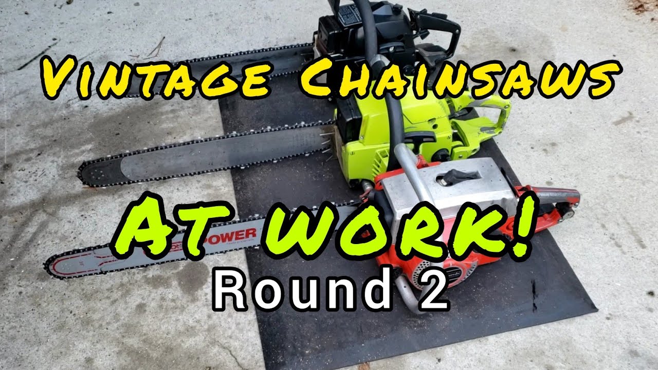 Vintage Poulan and Jonsereds Chainsaws at work Round 2! Man and Wife tree felling team!