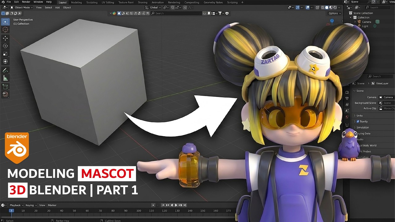 How to Create a 3D Mascot Character in Blender | Part 1 | Full Modeling Tutorial