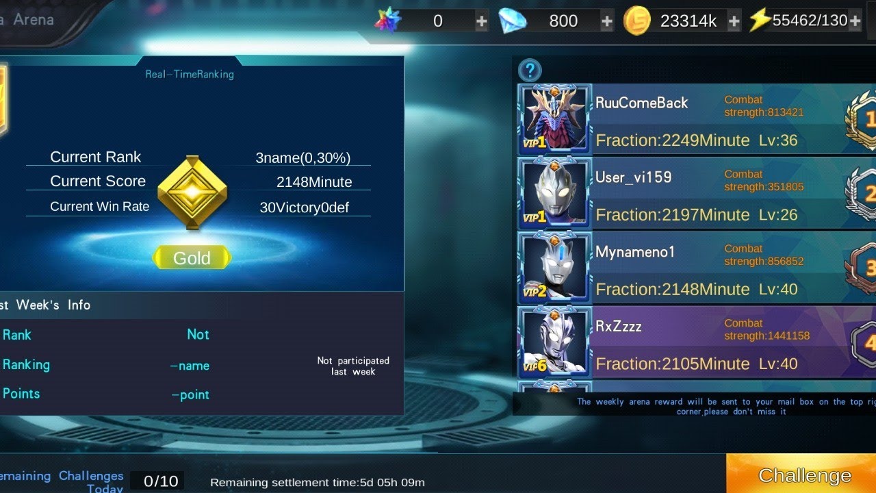 hari ke 2 main PVP di rank gold di game Ultraman Legend Of Heroes 