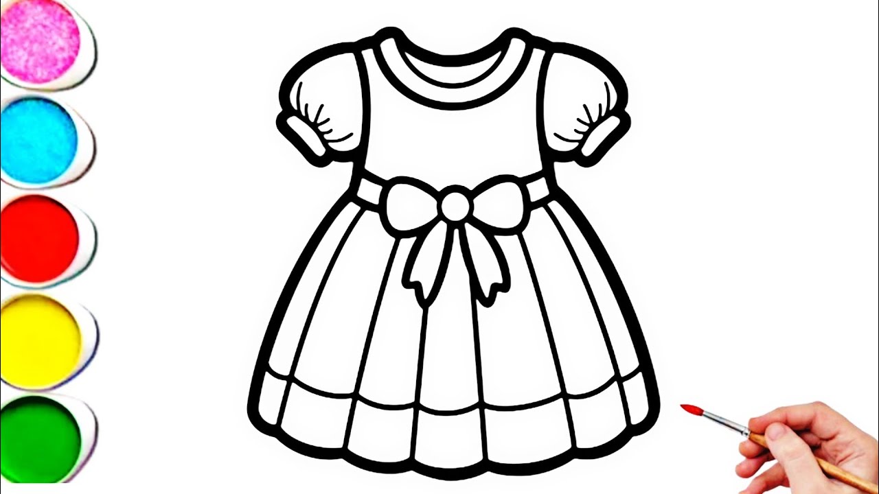 Cute Girl Dress Drawing, Painting & Coloring For Kids Toddlers_ Kids Art 