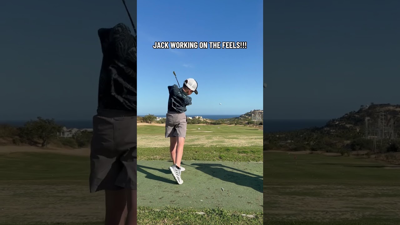 Kids golf swing - my son putting in the practice 