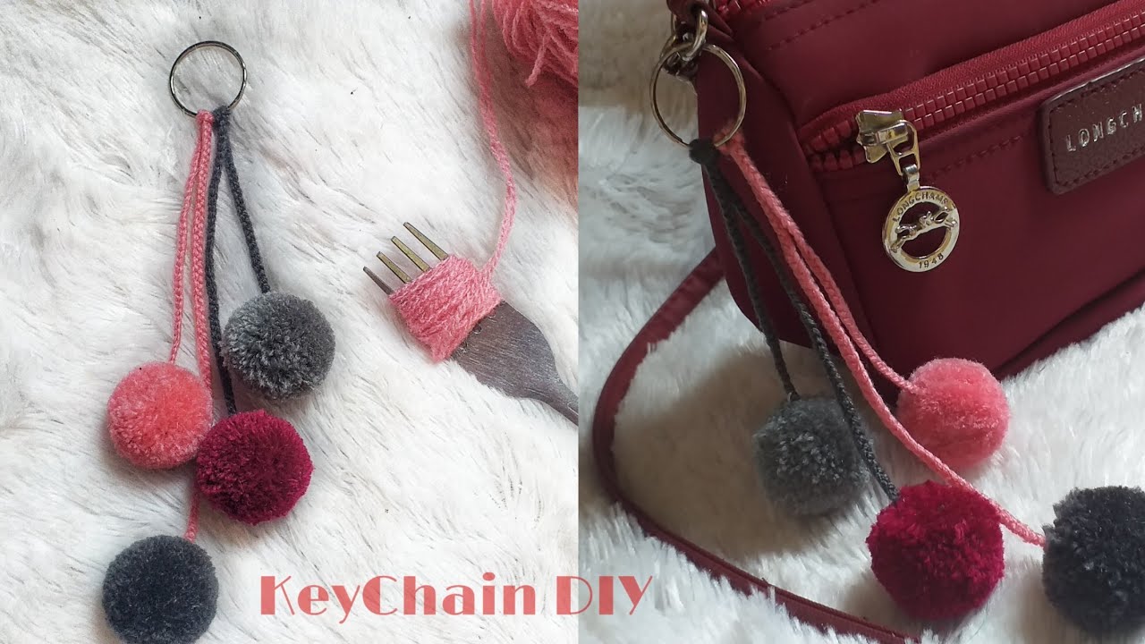 Membuat Gantungan Kunci PomPom Menggunakan Garpu || KeyChain DIY