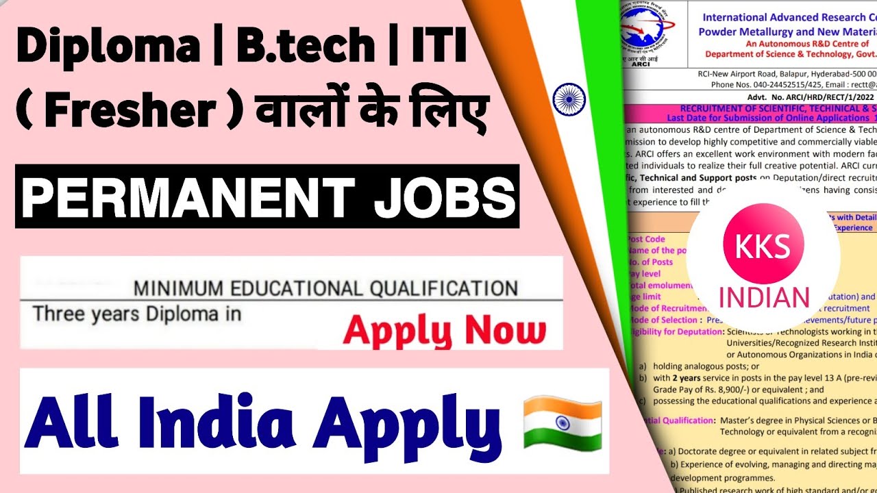 Diploma B.tech ITI Fresher Jobs 2022 Permanent Jobs | All India | Diploma Jobs | ARCI Recruitment