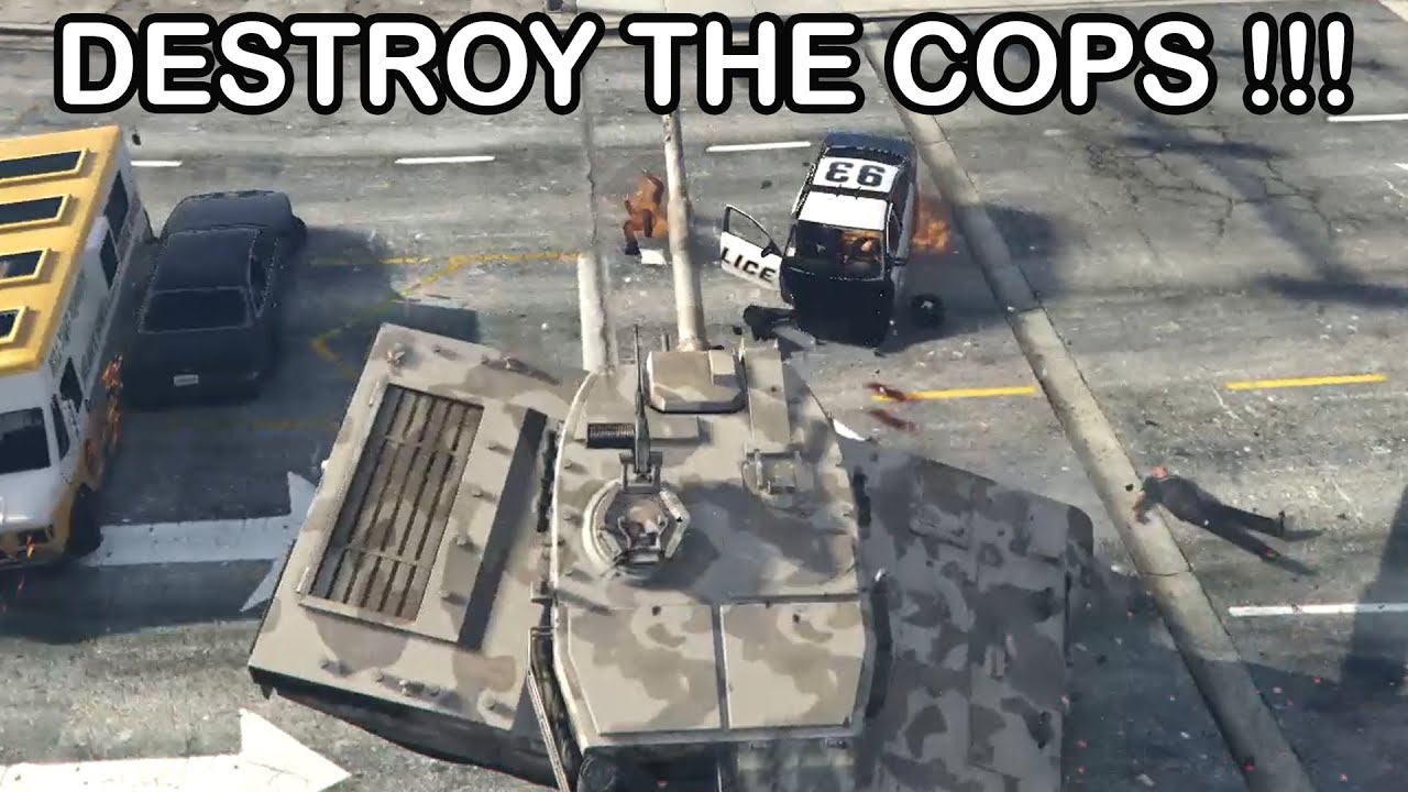 GTA V Rhino Tank : 5 Star Wanted Level, Run Over, and Rampage!!!