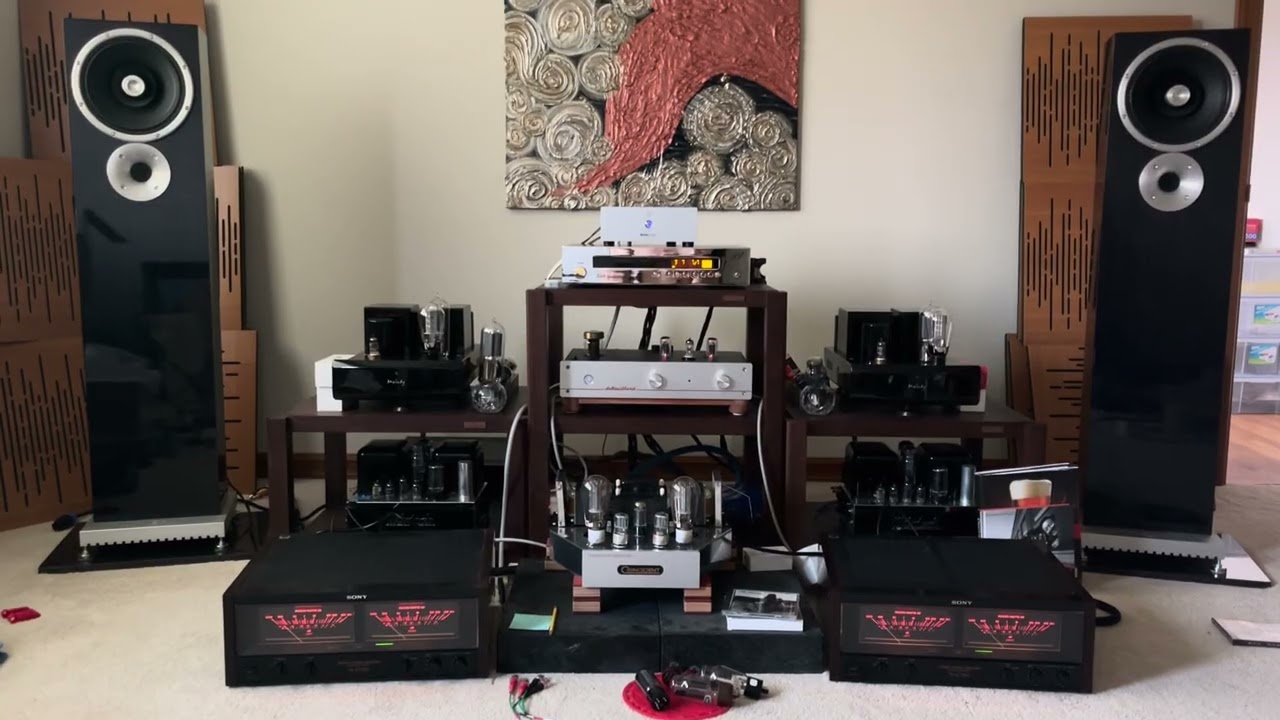 Sony TA-N77ES Power Amp, Zu Druid speakers, E.A.R. Acute III CD Player, and Border Patrol SE-i DAC