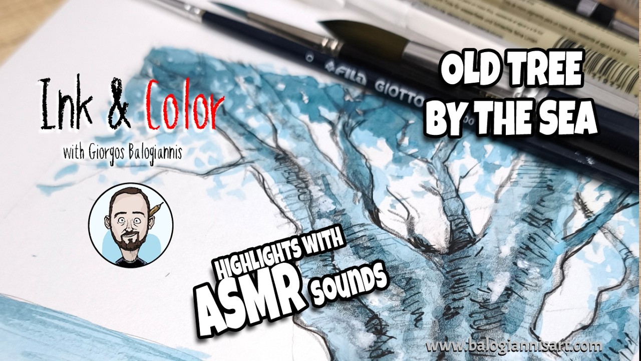 Old Tree by the Sea Color Drawing – Highlights with ASMR sounds