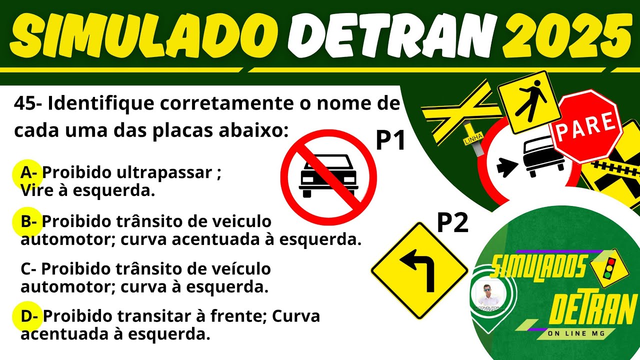 PROVA TE&Oacute;RICA DO DETRAN - SIMULADO DETRAN MG 2025 -   #detranmg2025 #mgsimuladosdetran2025