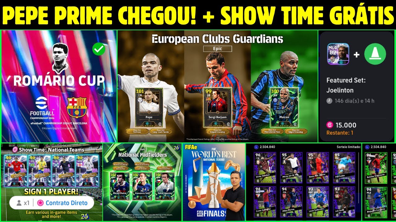 PEPE CHEGOU! 😱🔥 SHOW TIME GRÁTIS, ROMÁRIO CUP, SHOWTIME NA LOJINHA, NOVIDADES EFOOTBALL 2026