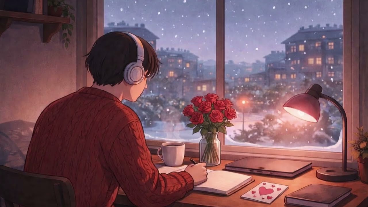 Valentine Lofi 🌹 Romantic Winter Beats to Study / Relax 💌 The boy at the window Playlist
