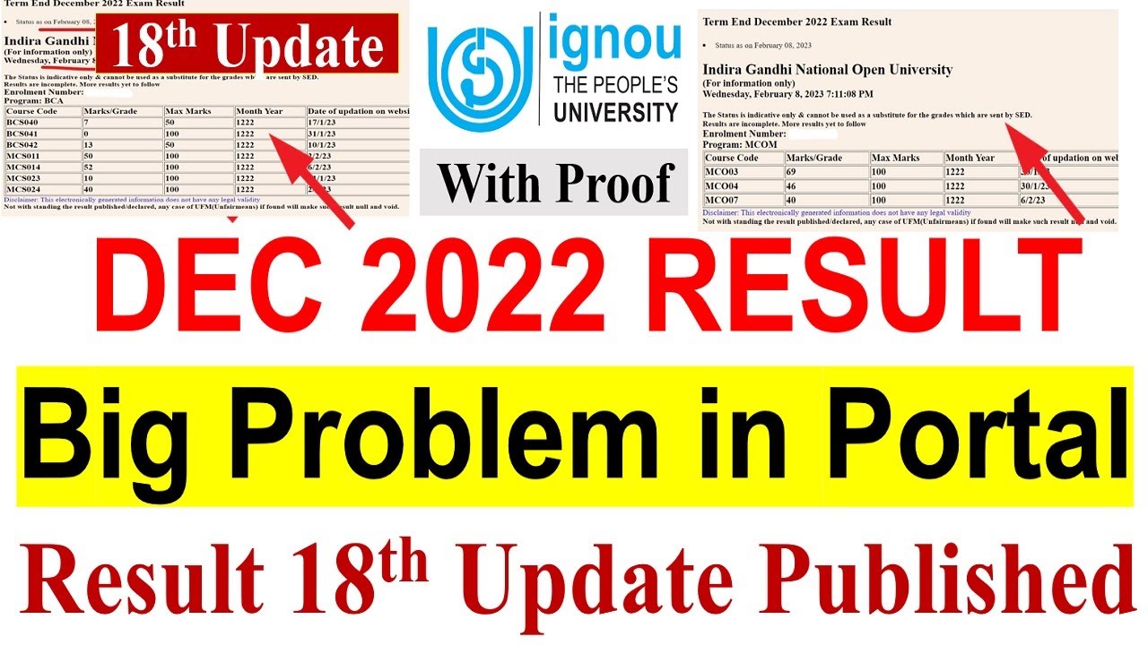 Big Problem in Portal | IGNOU Dec 2022 Result 18th Update Published | important information