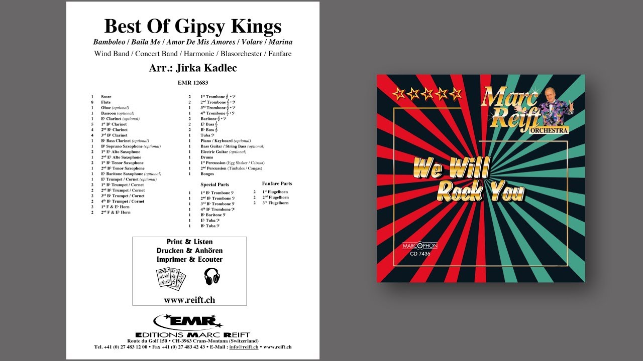 Editions Marc Reift – Jirka Kadlec: Best Of Gipsy Kings - for Concert Band
