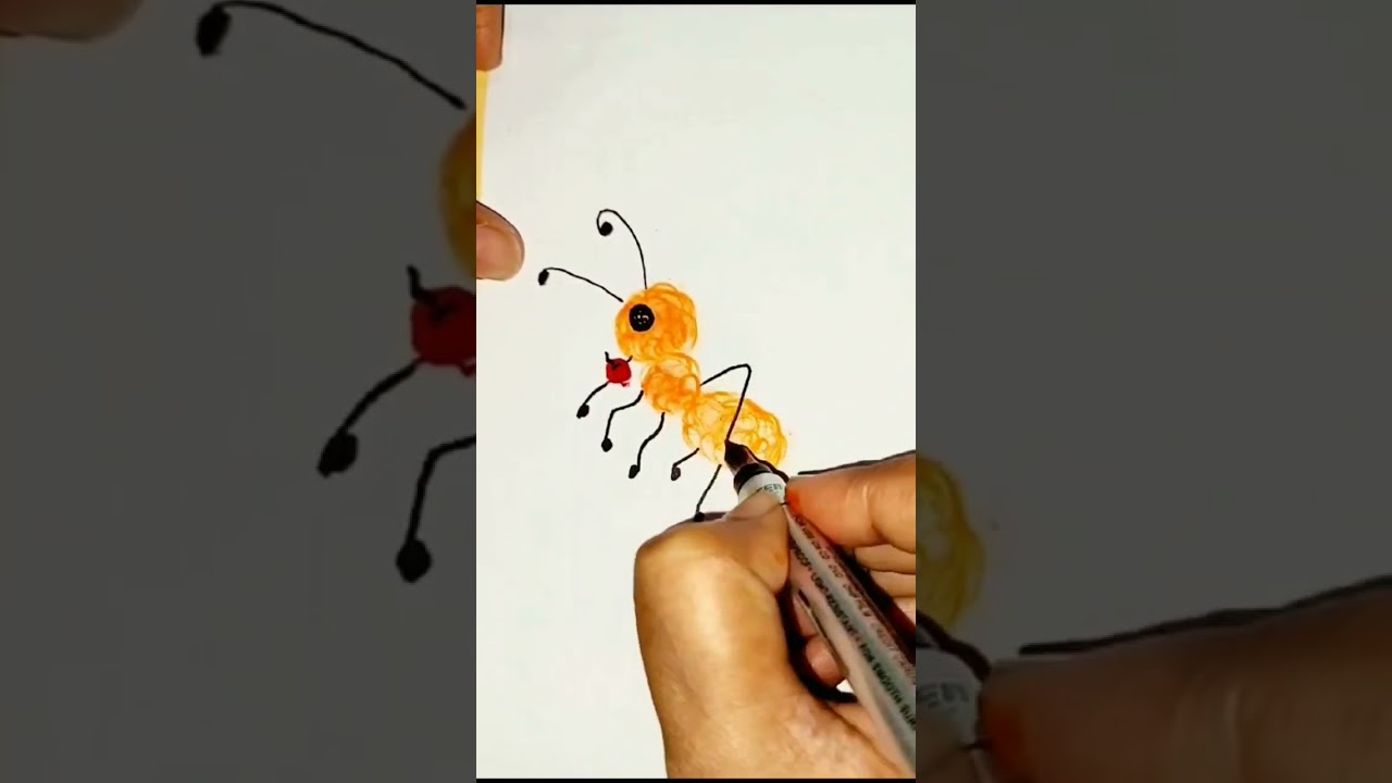 How to draw an ant | Easy ant drawing | Drawing from fingerprints | Drawing tutorial #drawing #art
