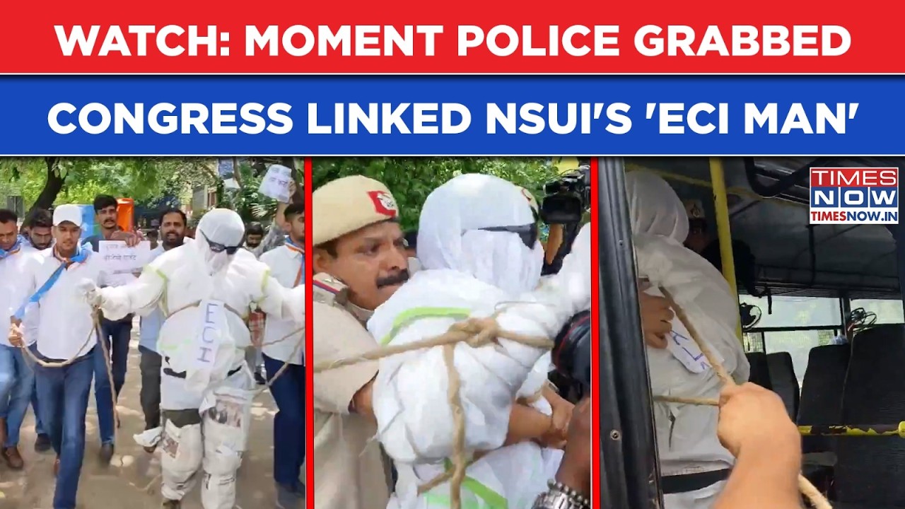 Watch Police Grab 'ECI Man': NSUI Marches Against MP Rajya Sabha Drama| Congress Vs BJP In SC Now