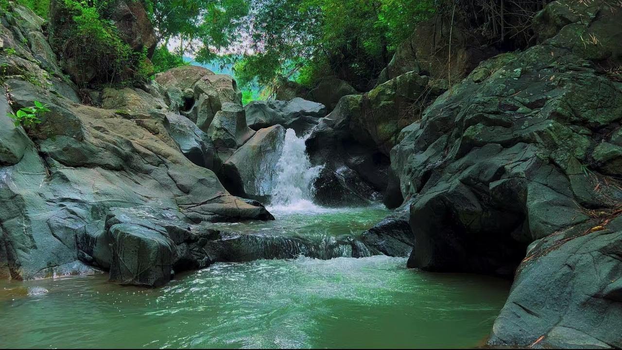 4K-HDR | Night Waterfall Ambience for Sleeping and Anxiety Healing | Relaxing Sounds for Calming