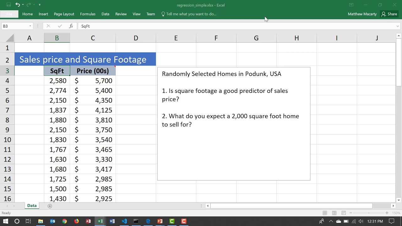How to Use Excel for  Linear Regression with the Data Analysis Toolpak