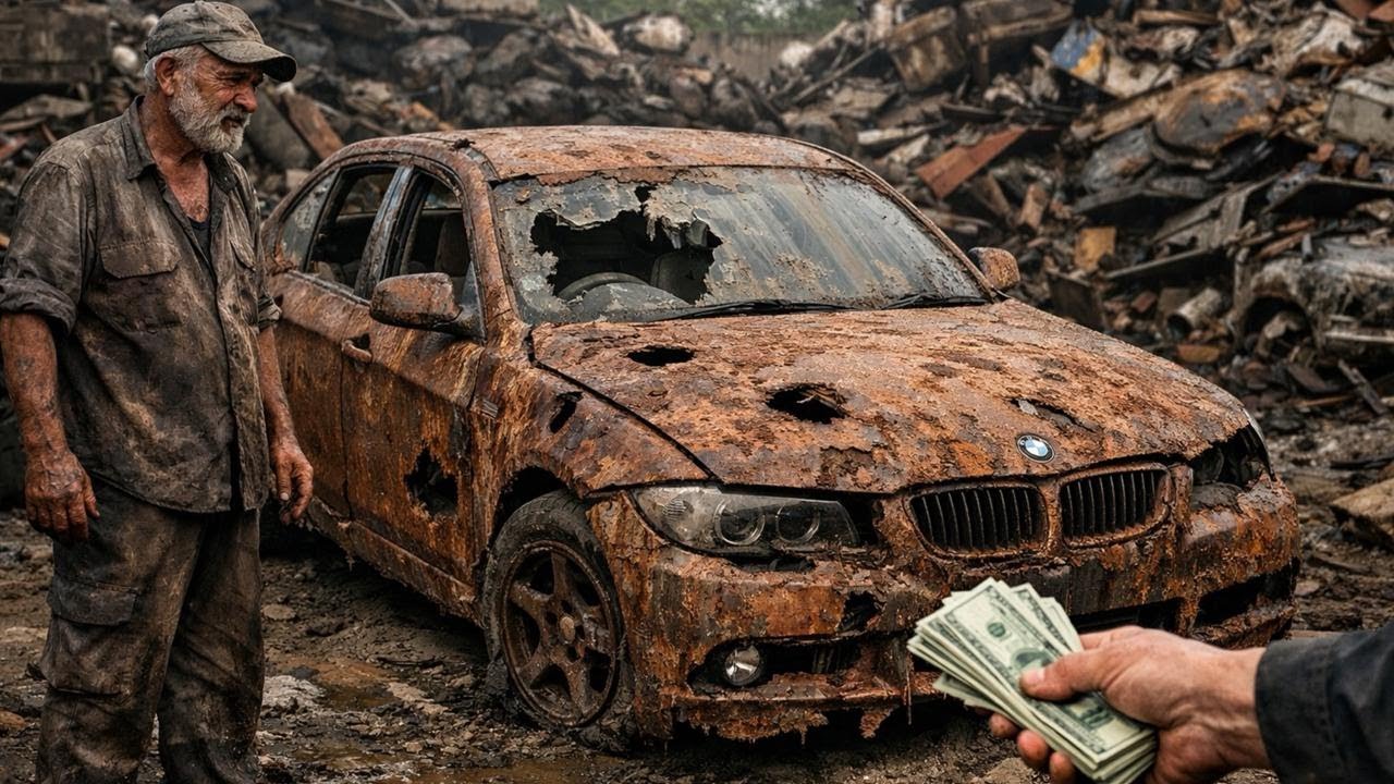 ASMR BMW Restoration | Rusty White Abandoned BMW Rebuilt into Glossy Black