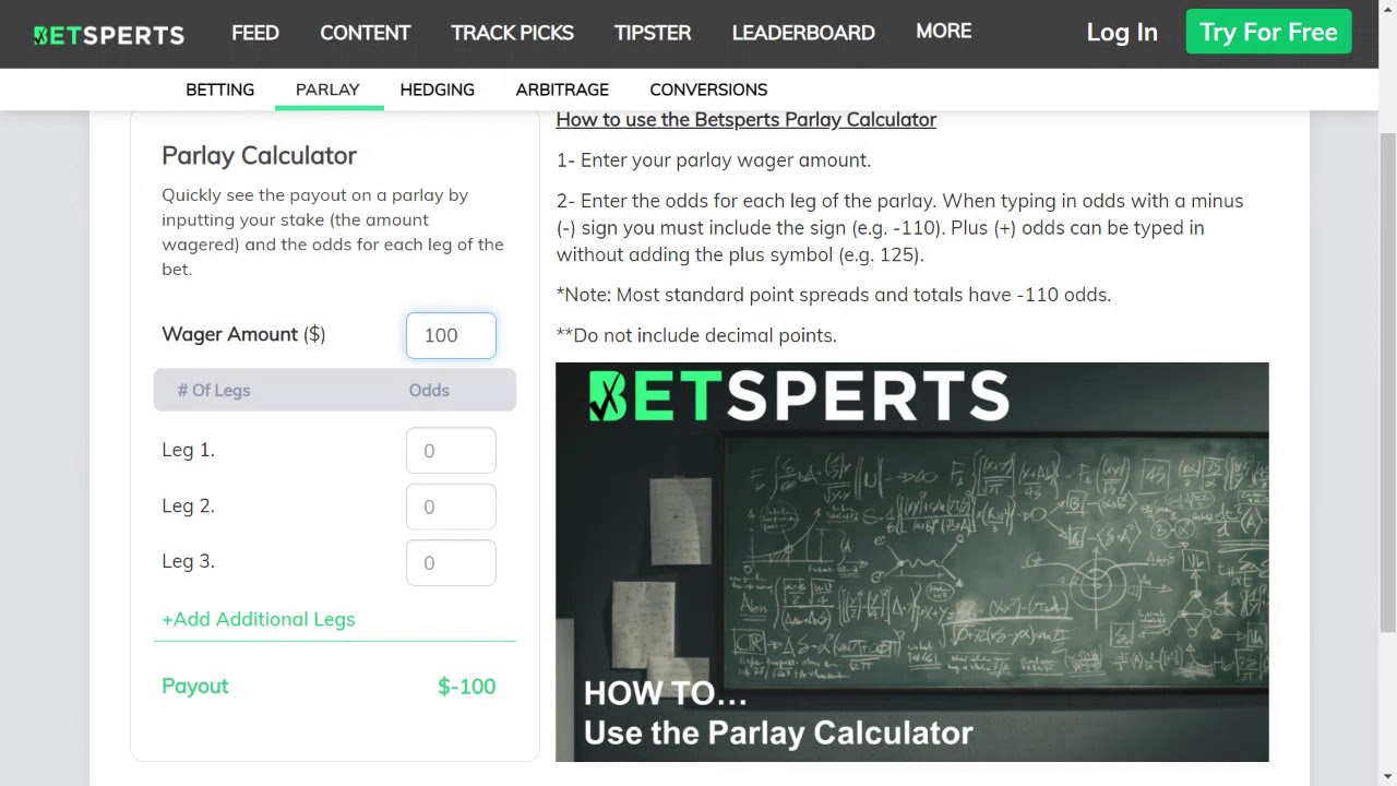 BETSPERTS Parlay Calculator - How to