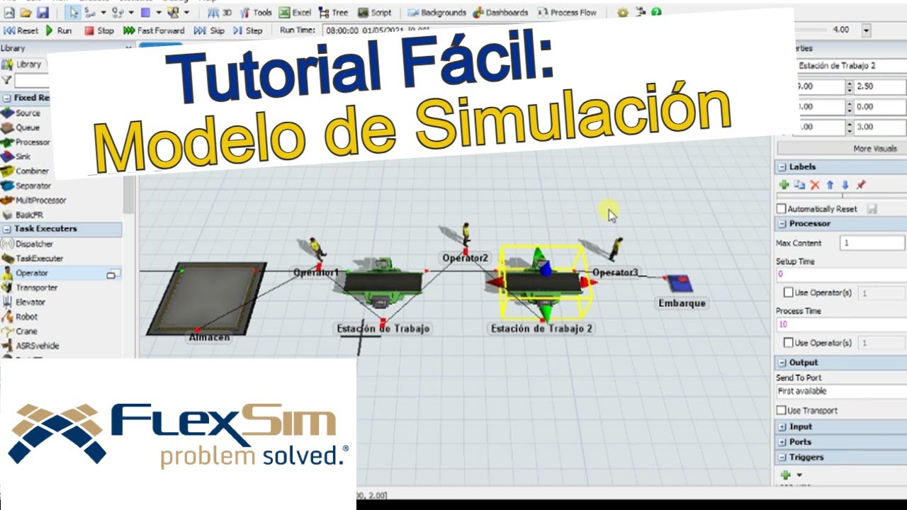 TUTORIAL FLEXSIM #1 (versión 2025): Cómo Crear un Modelo de SIMULACIÓN Básico en Flexsim