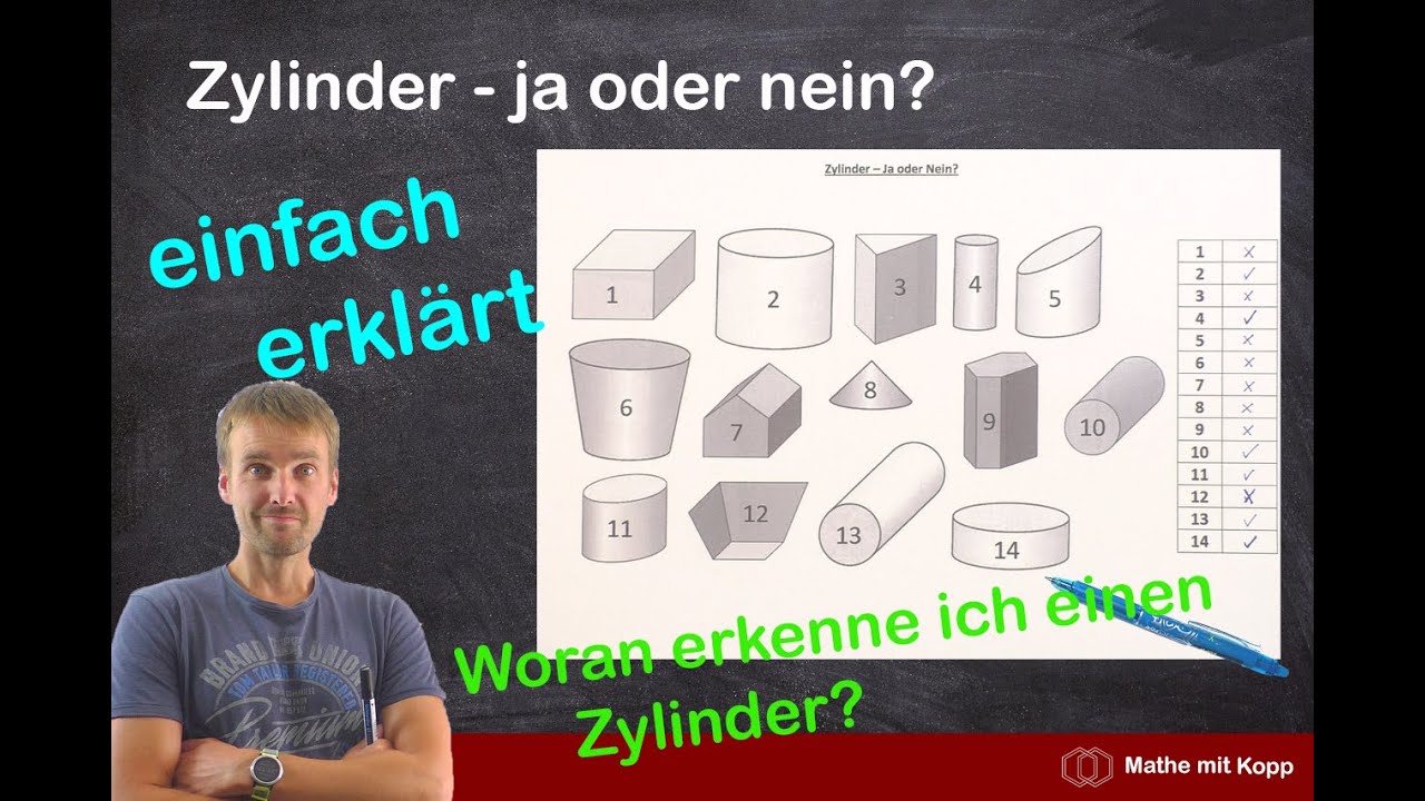 Zylinder - Ja oder Nein - Zylinder erkennen und Eigenschaften benennen | Mathe mit Kopp