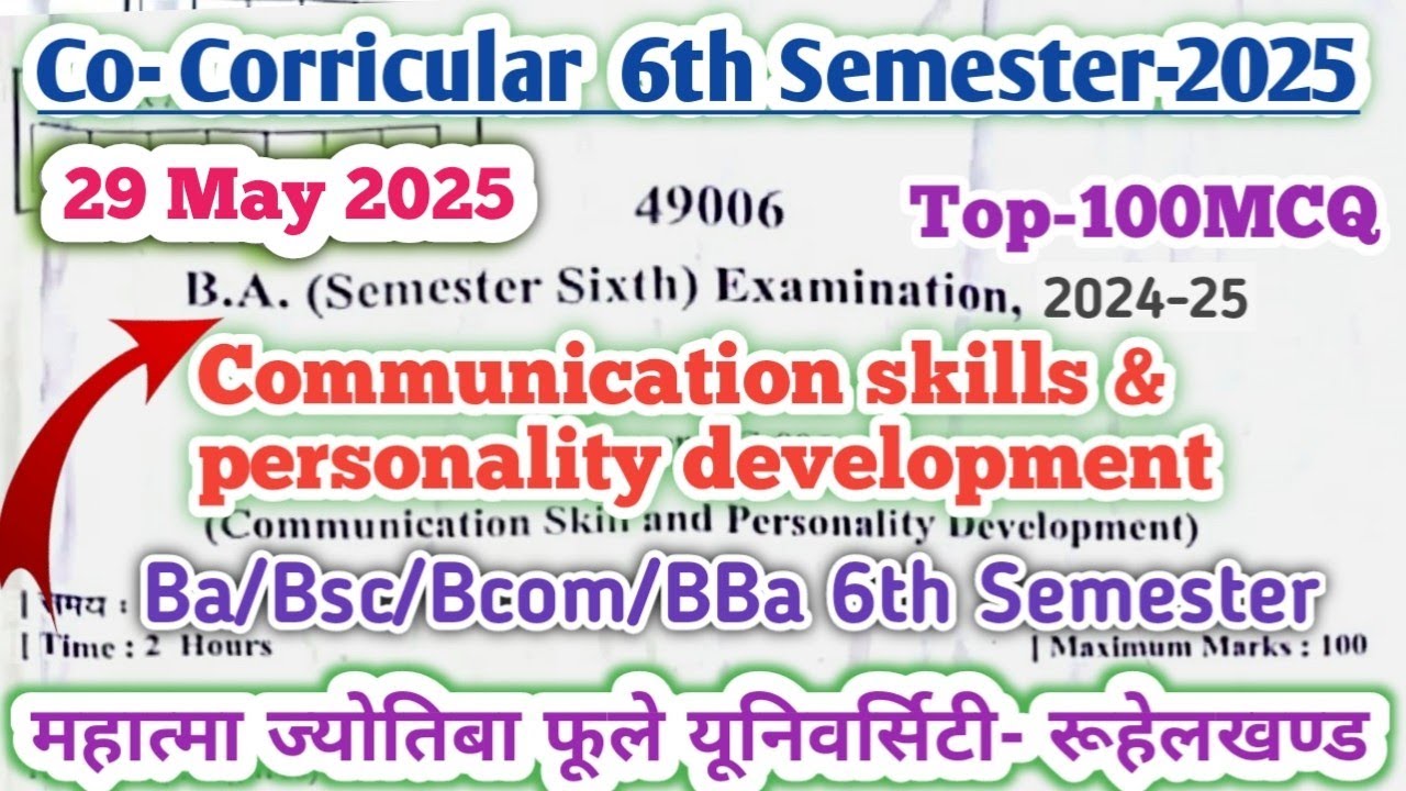 Ba 6th Semester Communication skills and personality development 2025 | Mjpru Solved Paper 2025 |