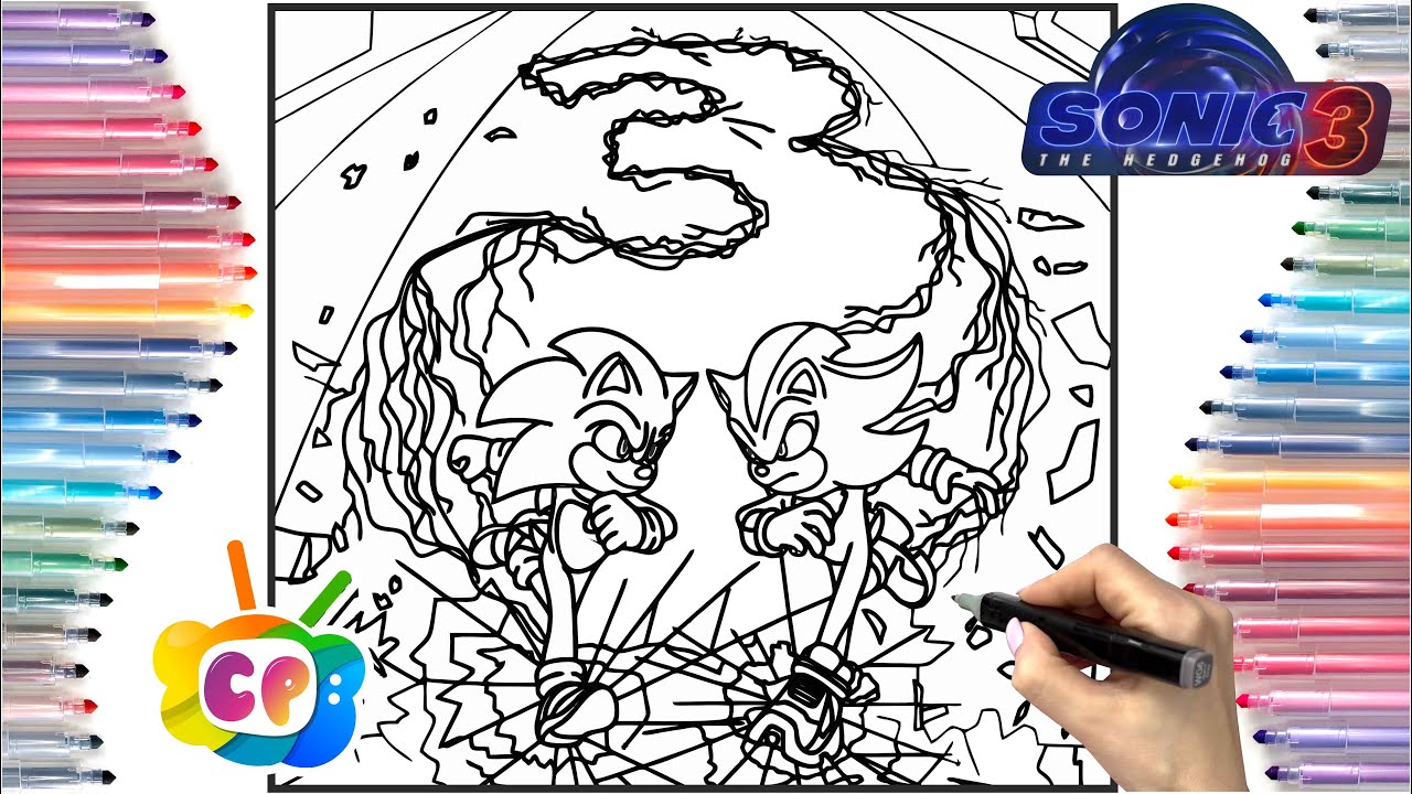 Sonic the Hedgehog 3 / Shadow Sonic coloring page / sonic coloring video