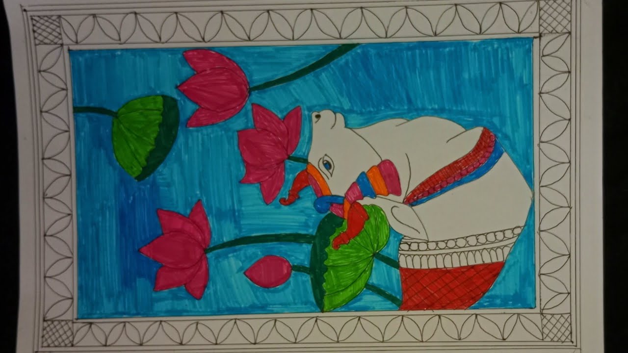 Easy holy cow & Lotus painting । Cow pichwai art painting।। Traditional art।। Madhubani/Mithila art