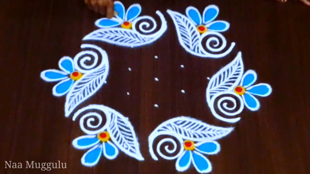 Beautiful flower rangoli design 🌷 Daily muggulu 🌷 Easy muggulu 7×4 dots🌷#muggulu #easy|| Naa Muggulu
