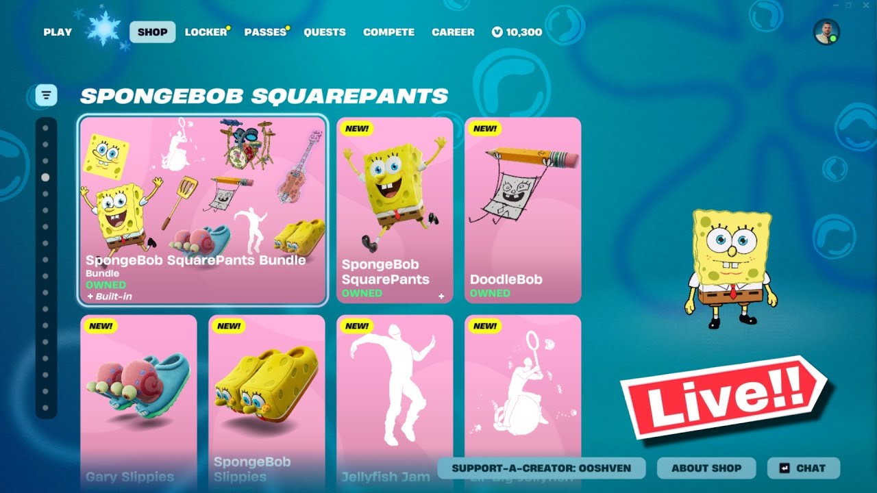 🔴 *NEW* FORTNITE SPONGEBOB SQUAREPANTS UPDATE! ITEM SHOP TODAY! (Chapter 7 LIVE)