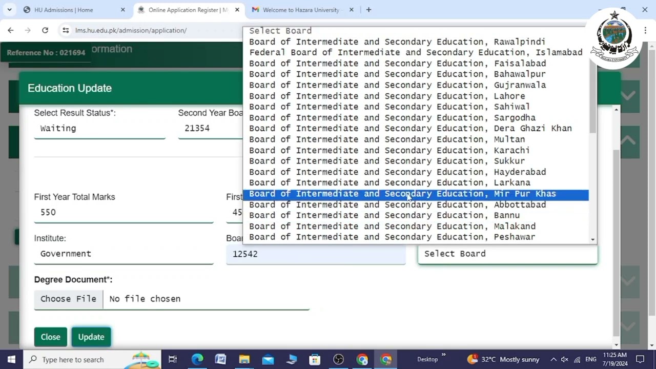 How to apply online Hazara University Mansehra Admissions