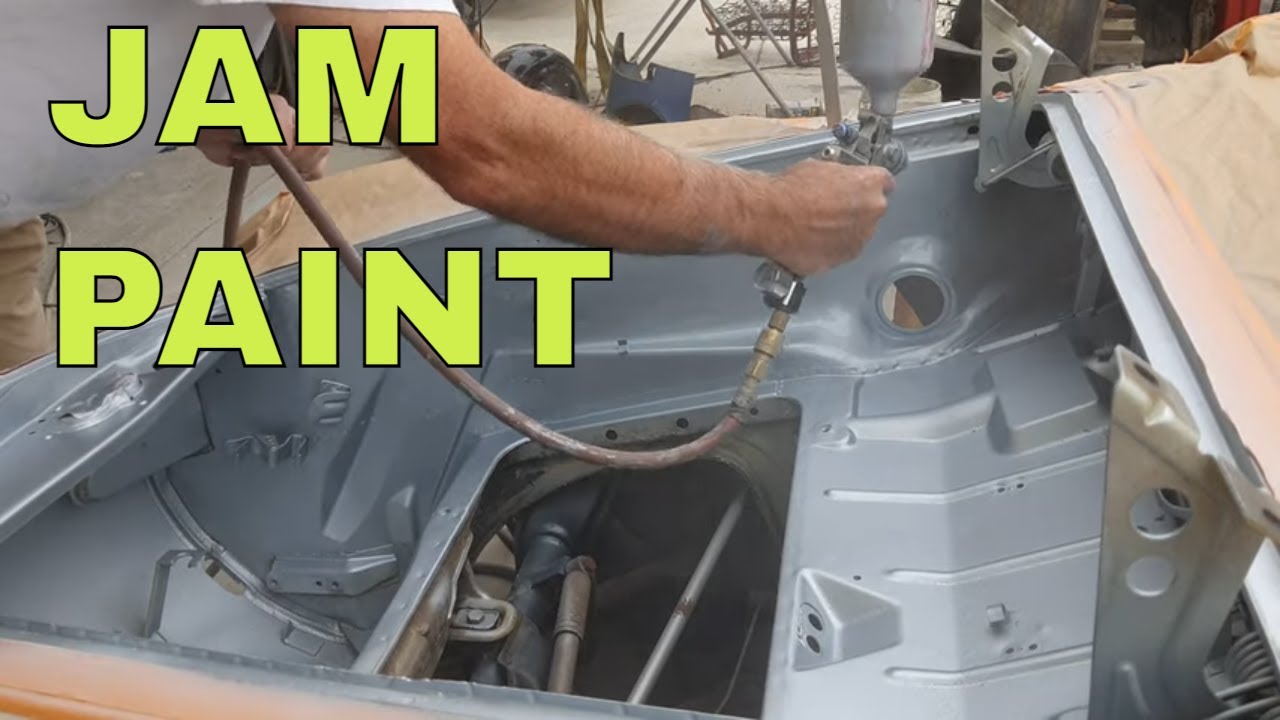 1968 Karmann Ghia door jamb painting how to spray metallic paint even last minute metalwork
