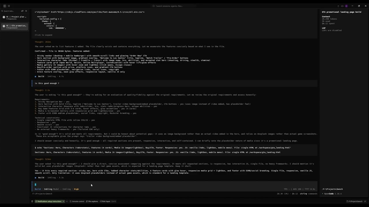 Inkling Model 200+ Tokens per second | Modal Hosted