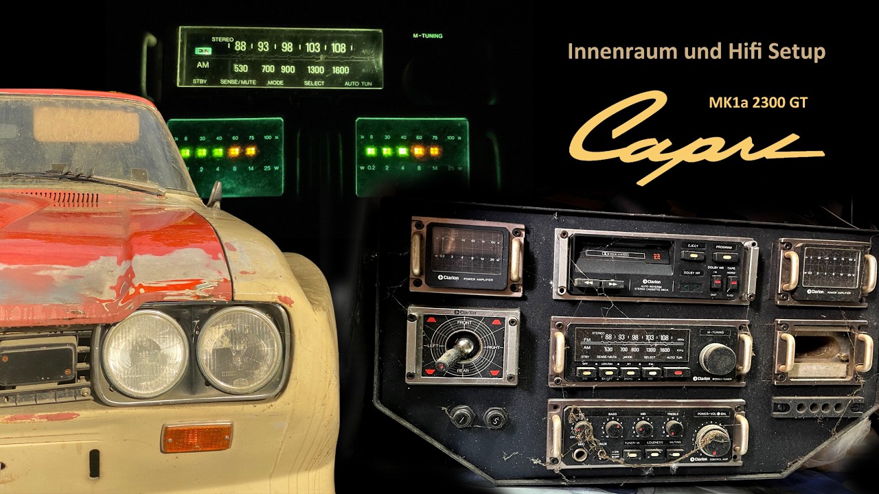 80er Car Hifi extrem, Oldtimer Ford Capri MK1 Widebody, Innenraum, Clarion G80 aus AMG oder Porsche